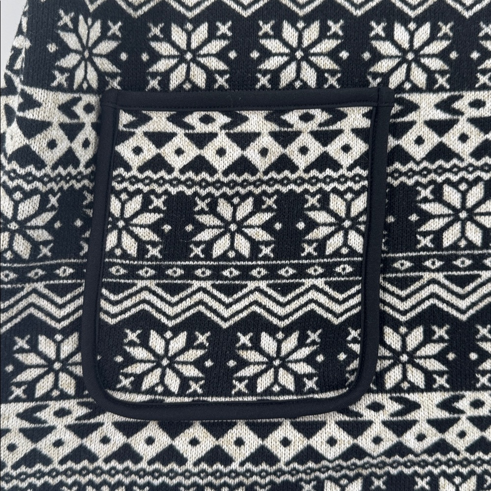 Vermont Country Store fair Isle‎ Black & Cream Snowflake Fleece Zip Vest Sz 1X - Picture 2 of 7